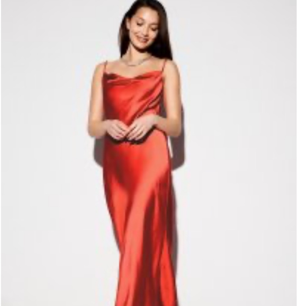 Coral Satin Maxi Dress